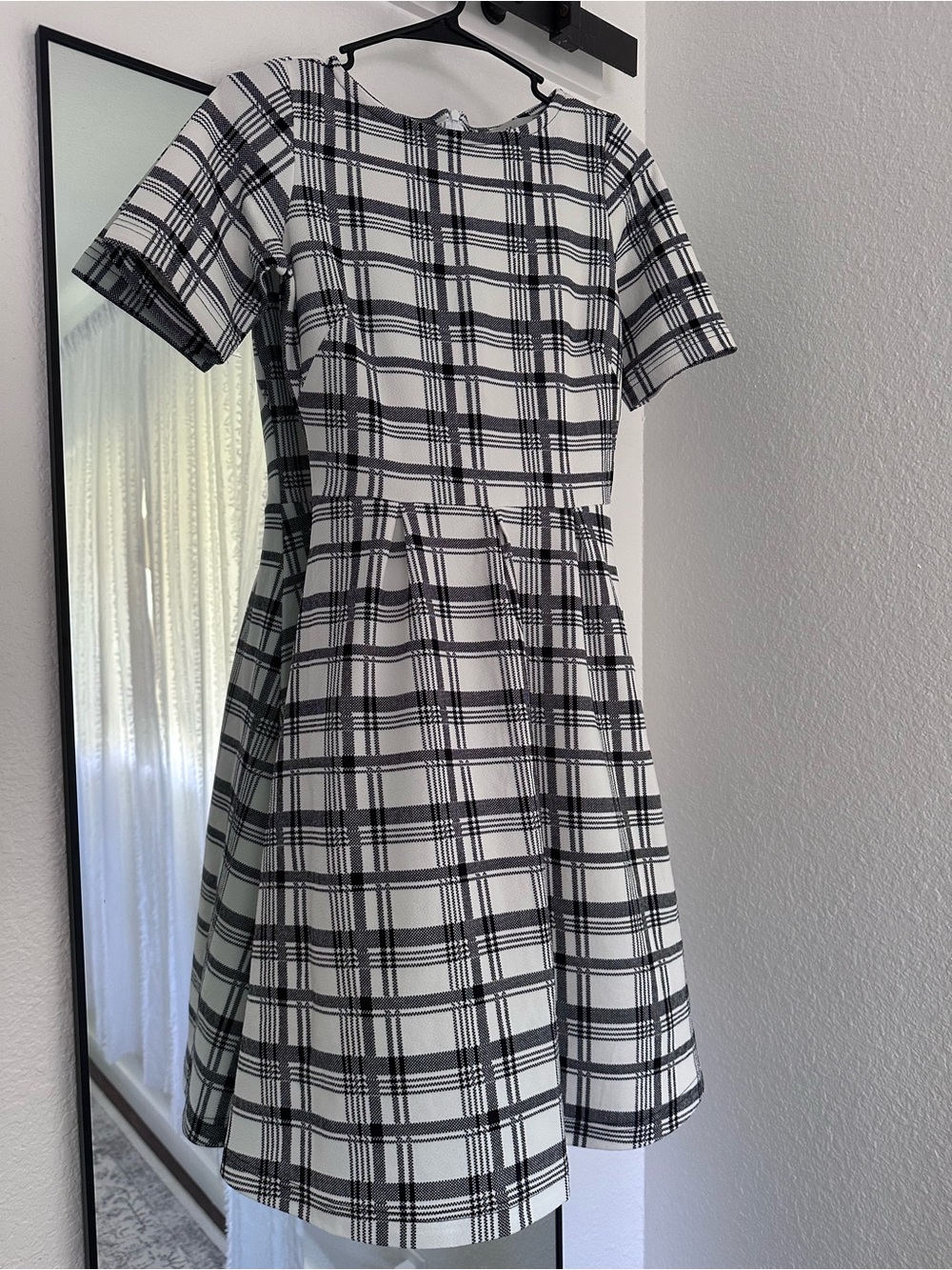Shabby Apple Black and White Plaid Fit-and-Flare Dress